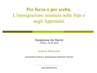 Per forza o per scelta: l´immigrazione straniera nelle Alpi e negli Appennini