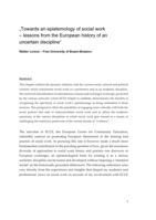Towards an epistemology of social work –  Lessons from the European history of an uncertain discipline