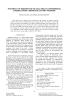 The impact of immigration on child health: Experimental evidence from a migration lottery program
