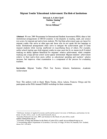 Migrant youths’ educational achievement the role of institutions