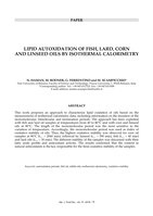 Lipid autoxidation of fish, lard, corn and linseed oils by isothermal calorimetry
