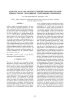 Acoustic analysis of Italian singleton/geminate stop production in two ambient temperature conditions