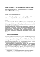 „Nicht normal?“ – Die frühe Produktion von Differenz und Risiko in der Zusammenarbeit zwischen Kita und Frühförderung
