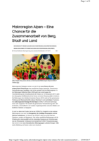 Makroregion Alpen: Eine Chance für die Zusammenarbeit von Berg, Stadt und Land
