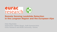 Workshop ID.32365 SOLID EARTH & DISASTER RISK REDUCTION: Landslides Monitoring: Remote Sensing Observations For Landslide Identification And Landslide Susceptibility Assessment In The Longnan Region And The European Alps
