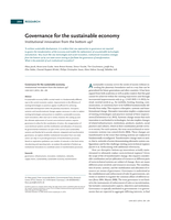 Governance for the sustainable economy: Institutional innovation from the bottom up?