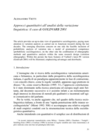 Approcci quantitativi nell’analisi della variazione sociolinguistica: Il caso di GOLDVARB 2001