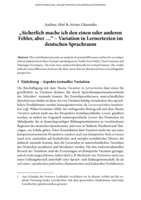 „Sicherlich mache ich den einen oder anderen Fehler, aber …“: Varianz in Lernertexten im deutschen Sprachraum