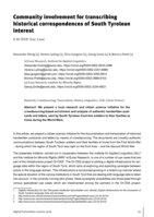 Community involvement for transcribing historical correspondences of South Tyrolean interest: A DI-ÖSS Use Case