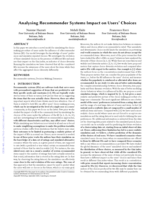 Analysing recommender systems impact on users’ choices