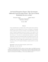 Do Social Enterprises Finance Their Investments Differently from For-profit Firms? The Case of Social Residential Services in Italy