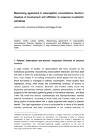 Maximising Agreement in Naturopathic Consultations: Doctors’ Displays of Involvement and Affiliation in Response to Patients’ Narratives