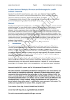 A Critical Review of Biological Processes and Technologies for Landfill Leachate Treatment