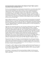 Environmental Justice and the Inclusion of the Indigenous Peoples’ Rights Agenda in International Climate and Biodiversity Law