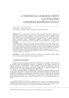 A Trilingual Learner Corpus illustrating European Reference Levels