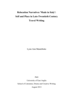 Relocation Narratives 'Made in Italy': Self and Place in Late-Twentieth Century Travel Writing