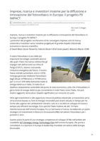 Imprese, ricerca e investitori insieme per la diffusione e innovazione del fotovoltaico in Europa: il progetto PV IMPACT