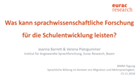 Was kann sprachwissenschaftliche Forschung für die Schulentwicklung leisten?