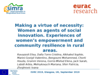Making a virtue of necessity: Women as agents of social innovation: Experiences of women’s empowerment and community resilience in rural areas.