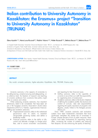 Italian contribution to University Autonomy in Kazakhstan: the Erasmus+ project “Transition to University Autonomy in Kazakhstan” (TRUNAK)