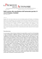 Dall'erosione alla cancellazione dell'autonomia speciale: il caso di Jammu e Kashmir