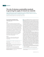 The role of voluntary sustainability standards in governing the supply of mineral raw materials