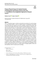 Primary Physical Science for Student Teachers at Kindergarten and Primary School Levels: Part I: Foundations of an Imaginative Approach to Physical Science