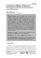 Learning as a Matter of Concern: Reviewing Conventional, Sociocultural and Socio-material Perspectives