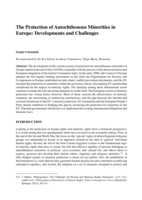 The Protection of Autochthonous Minorities in Europe: Developments and Challenges