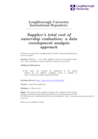 Supplier’s Total Cost of Ownership evaluation: a Data Envelopment Analysis approach