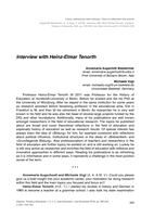 Interview with Heinz-Elmar Tenorth