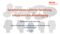 Sprachwissenschaftliche Forschung, Schule und Schulentwicklung