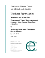 How Important is Selection? Experimental Versus Non-experimental Measures of the Income Gains from Migration