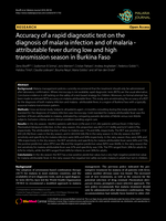 Accuracy of a rapid diagnostic test on the diagnosis of malaria infection and of malaria-attributable fever during low and high transmission season in Burkina Faso