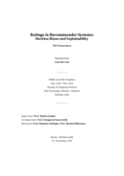 Ratings in Recommender Systems: Decision Biases and Explainability