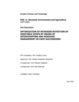 Optimization of Nitrogen Nutrition of Vegetable Crops by Means of Intercropping and Residues Management in Crop Succession