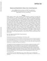 Migration and mental health: Evidence from a natural experiment