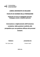 Innovazione e miglioramento dell'inclusione scolastica: dalle posizioni scettiche alle prospettive per una gestione efficace dei processi inclusivi