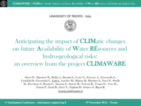 Anticipating the impact of climatic changes on future availability of water resources and hydro-geological risks: an overview from the project CLIMAWARE