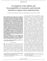 Investigation of the stability and biocompatibility of commonly used electrode materials in organic neurooptoelectronics