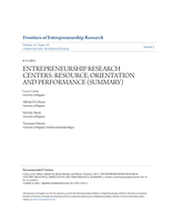 Entrepreneurship Research Centers: resource, orientation and performance