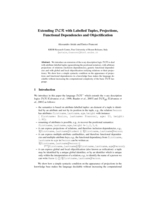 Extending DLR with labelled tuples, projections, functional dependencies and objectification