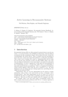 Active Learning in Recommender Systems