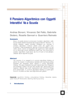 Il Pensiero Algoritmico con Oggetti Interattivi Va a Scuola = Algorithmic thinking with interactive objects goes to school