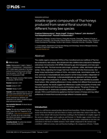 Volatile organic compounds of Thai honeys produced from several floral sources by different honey bee species