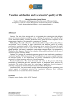 Vacation satisfaction and vacationists’ quality of life