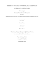 The Impact of Family Ownership, Management, and Governance on Innovation