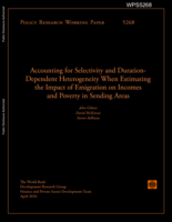 Accounting Ffor Selectivity and Duration-Dependent Heterogeneity when Estimating the Impact of Emigration on Incomes and Poverty in Sending Areas
