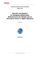 Diversity and equality: an ambiguous relationship ; reflections on the US case law on affirmative action in higher education