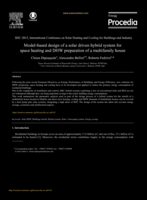 Model-based Design of a Solar Driven Hybrid System for Space Heating and DHW Preparation of a Multifamily House